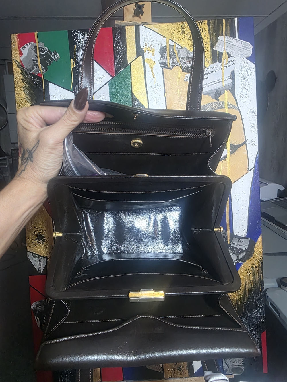 Classic Vintage GUCCI Chocolate Leather Top-Handle Women's Bag
